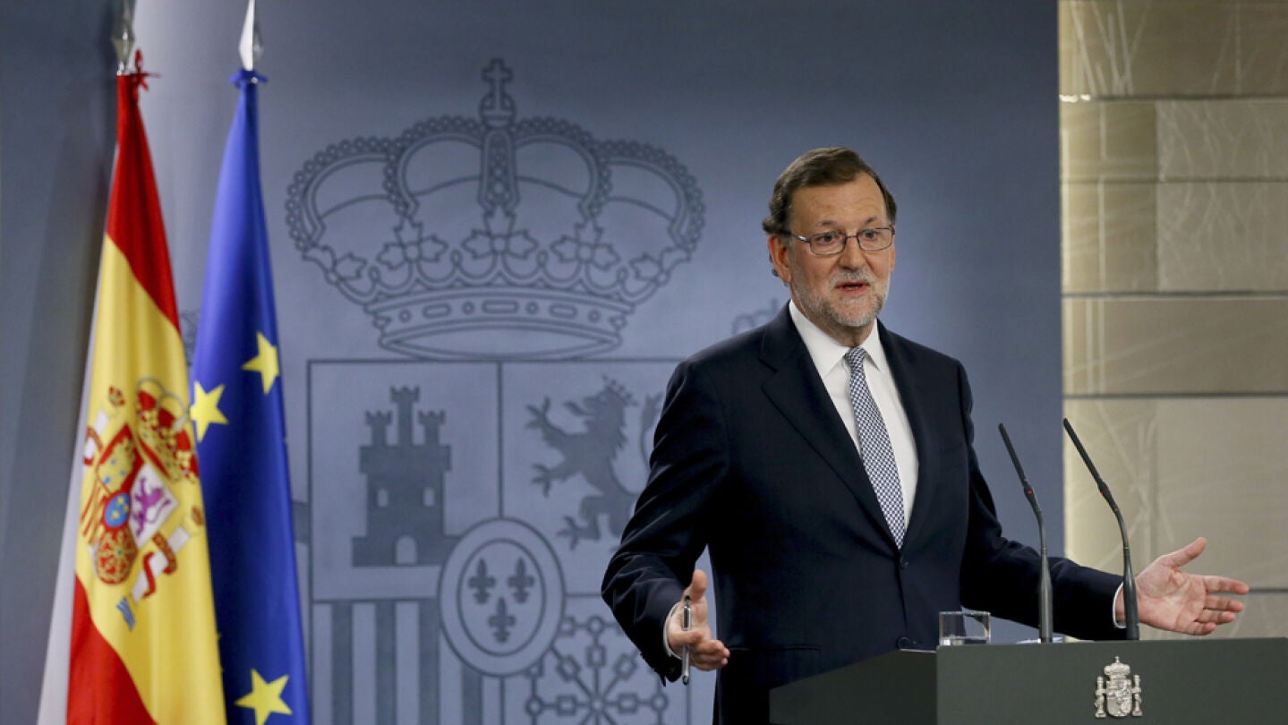 Mariano Rajoy en rueda de prensa en Moncloa