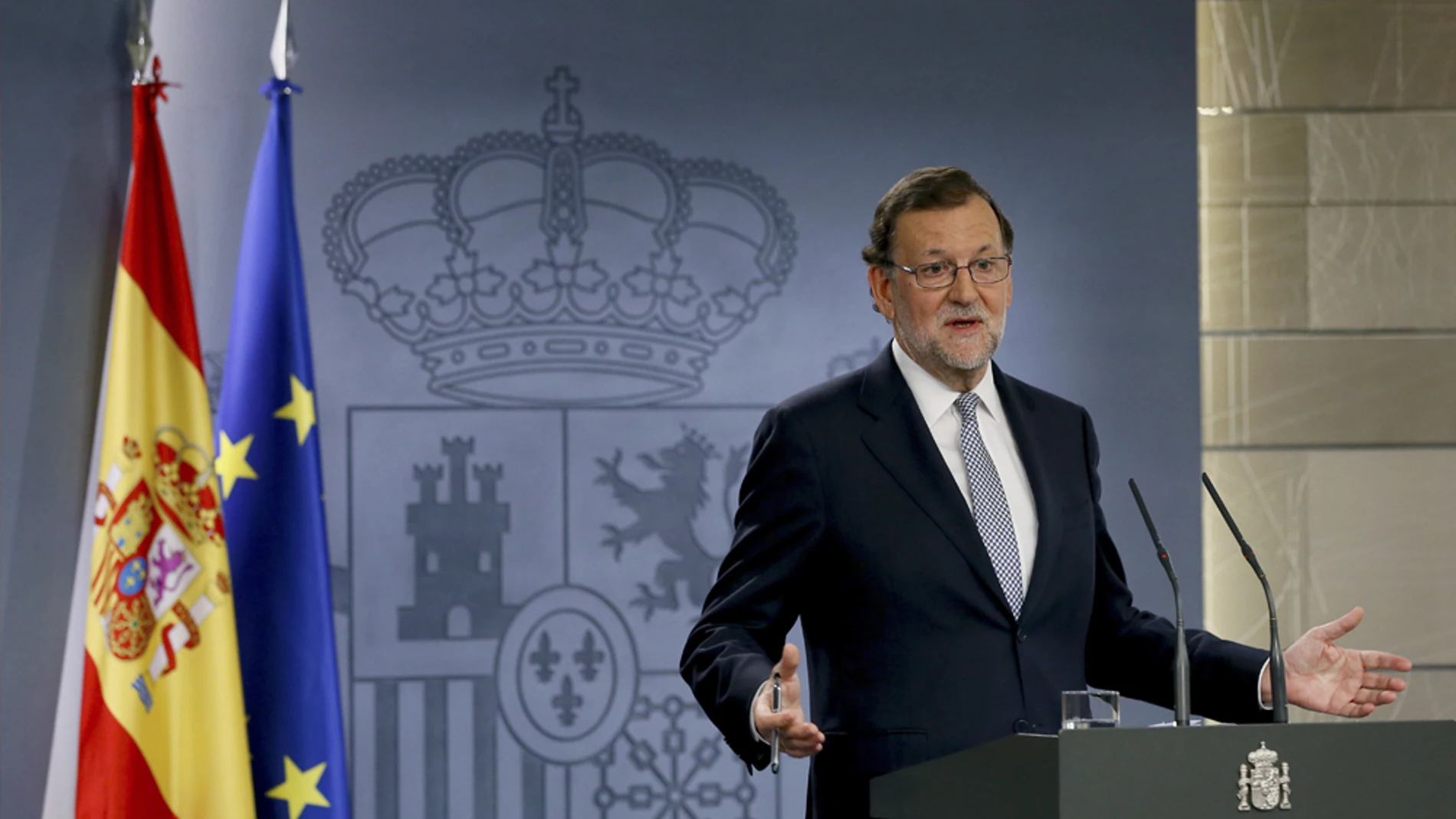 Mariano Rajoy en rueda de prensa en Moncloa