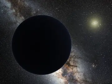 Impresión artística del Planeta Nueve eclipsando la parte central de la Vía Láctea. La órbita de Neptuno está marcada por una elipse alrededor del Sol Impresión artística del Planeta Nueve eclipsando la parte central de la Vía Láctea. La órbita de Neptuno está marcada por una elipse alrededor del Sol