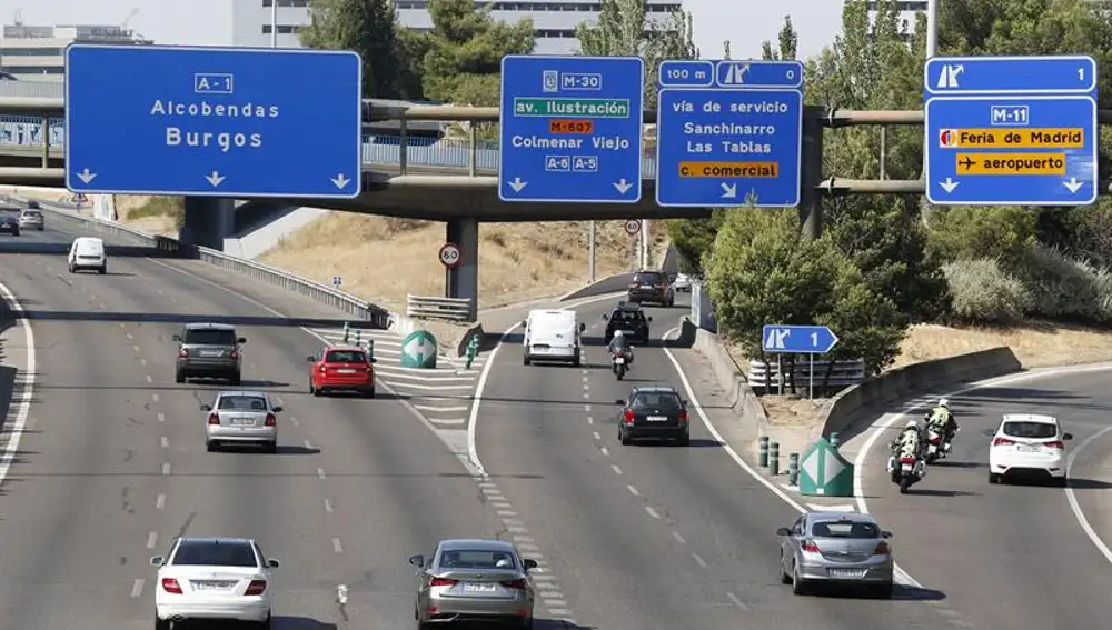 Salida de Madrid durante la segunda operación especial de la DGT del verano.