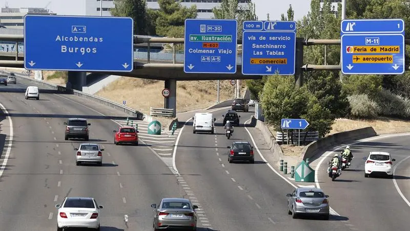 Salida de Madrid durante la segunda operación especial de la DGT del verano.