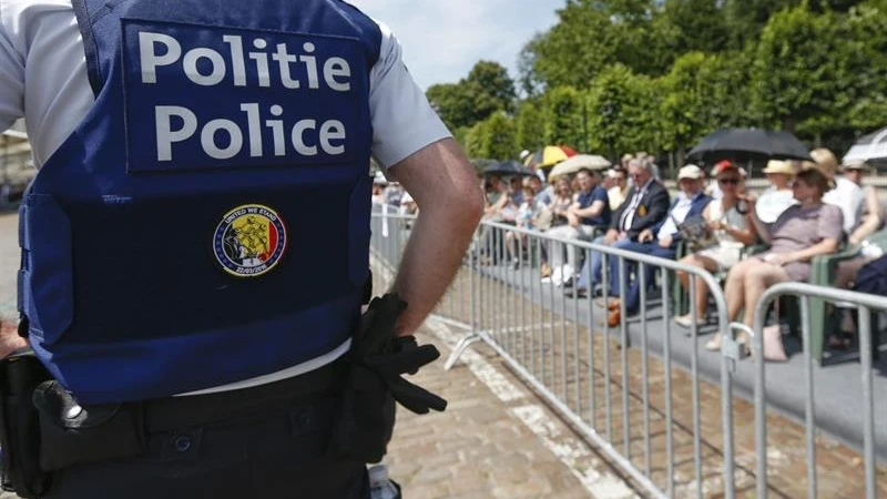 Policía belga durante la celebración de la Fiesta Nacional