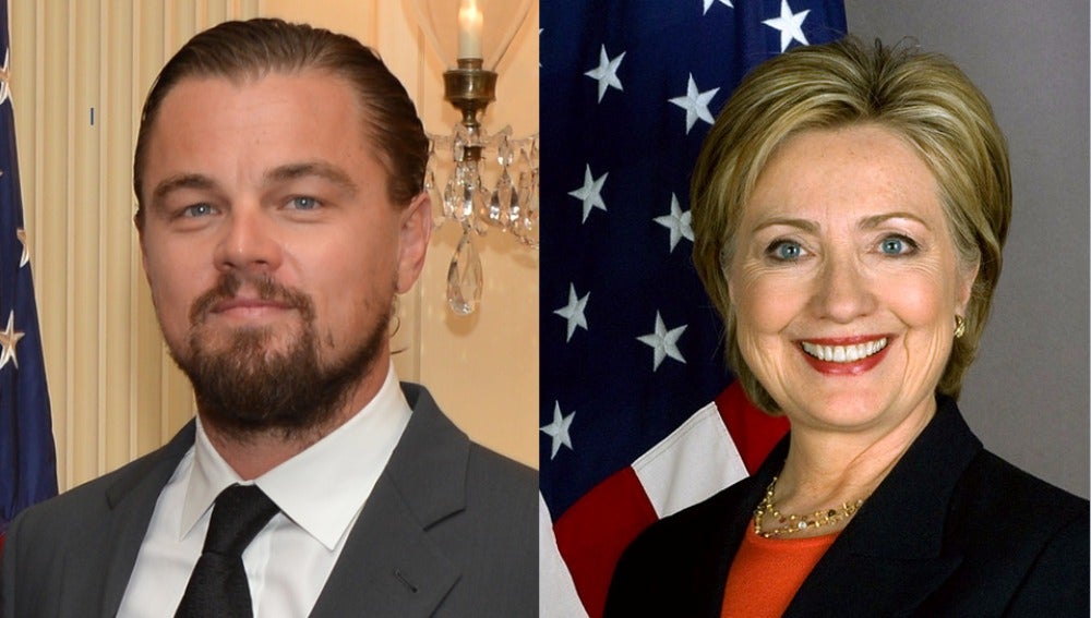 Leonardo DiCaprio y Hillary Clinton