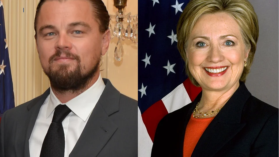 Leonardo DiCaprio y Hillary Clinton