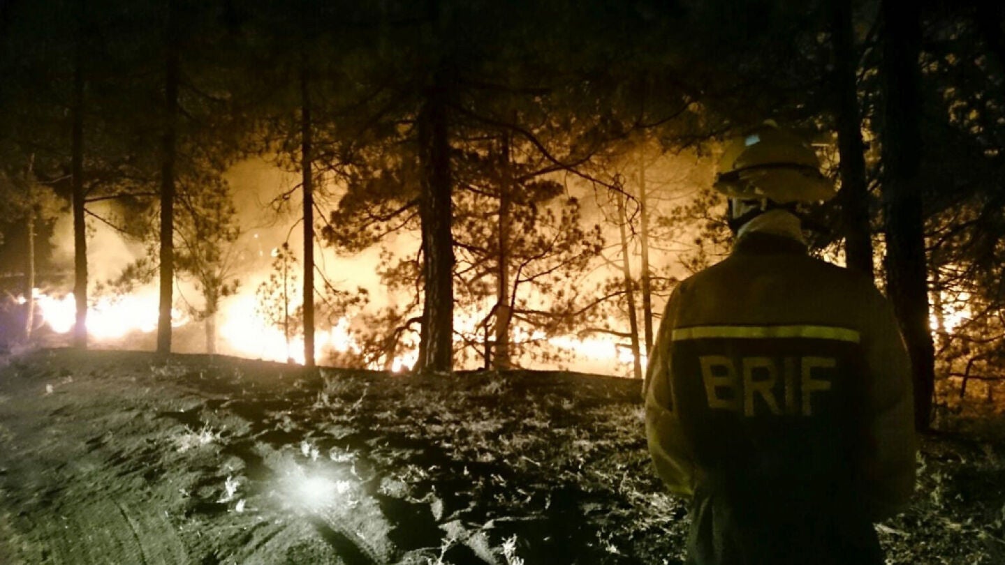 Un agente forestal trabajando en la extinci&oacute;n de un incendio