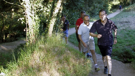 Mariano Rajoy acompañado por José Benito Suárez, marido de la presidenta del Congreso, y el vicepresidente de la Xunta de Galicia, Alfonso Rueda. Mariano Rajoy acompañado por José Benito Suárez, marido de la presidenta del Congreso, y el vicepresidente de la Xunta de Galicia, Alfonso Rueda.