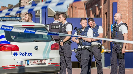 Lugar del ataque a dos agentes en Charleroi Lugar del ataque a dos agentes en Charleroi