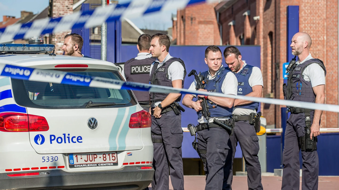 Lugar del ataque a dos agentes en Charleroi Lugar del ataque a dos agentes en Charleroi