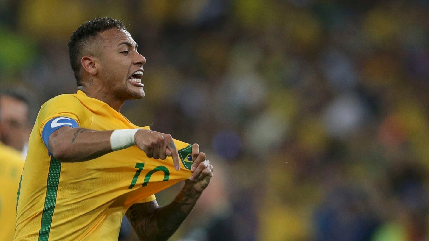 Neymar celebra su gol contra Alemania en la final ol&iacute;mpica