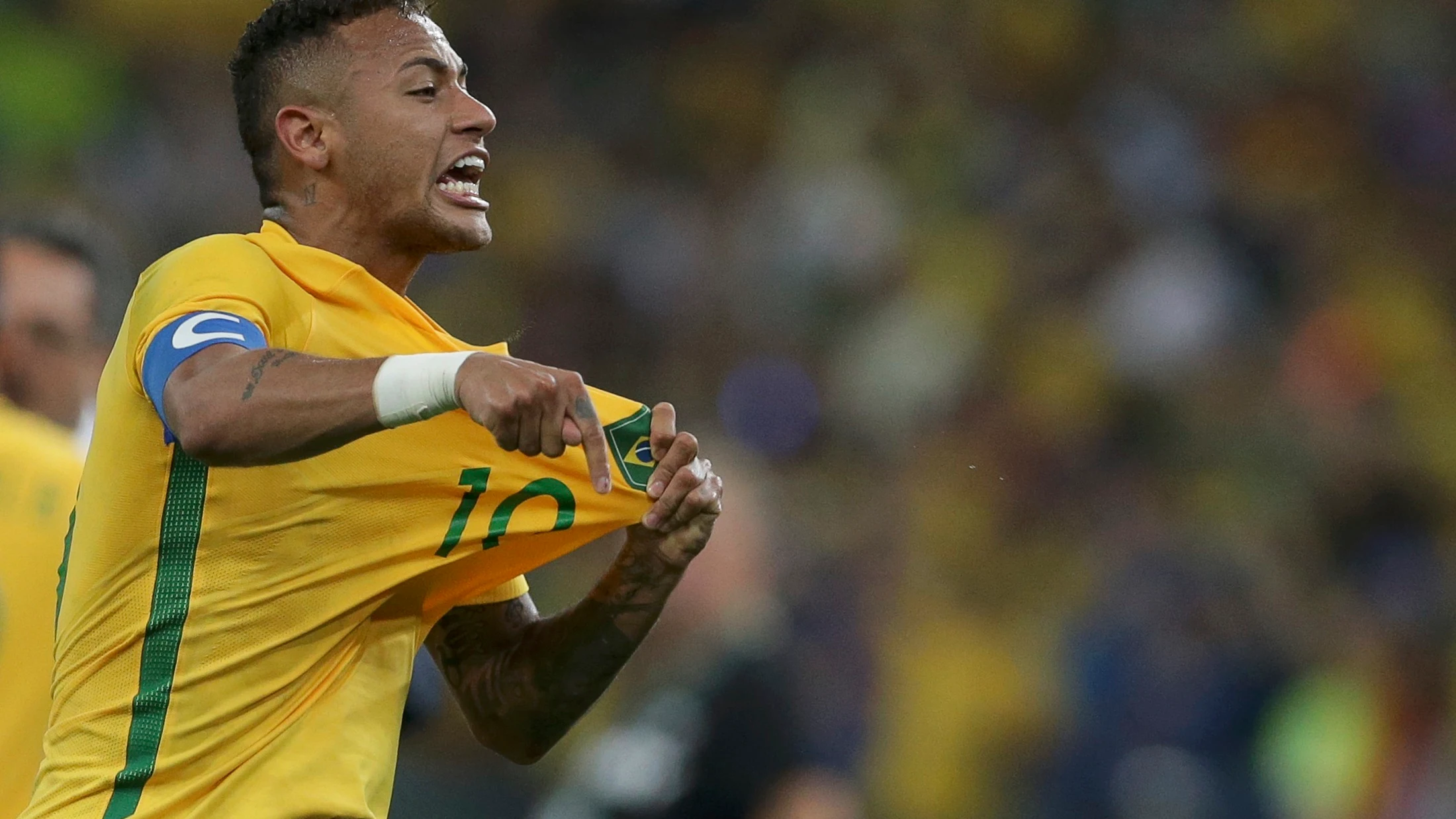 Neymar celebra su gol contra Alemania en la final ol&iacute;mpica