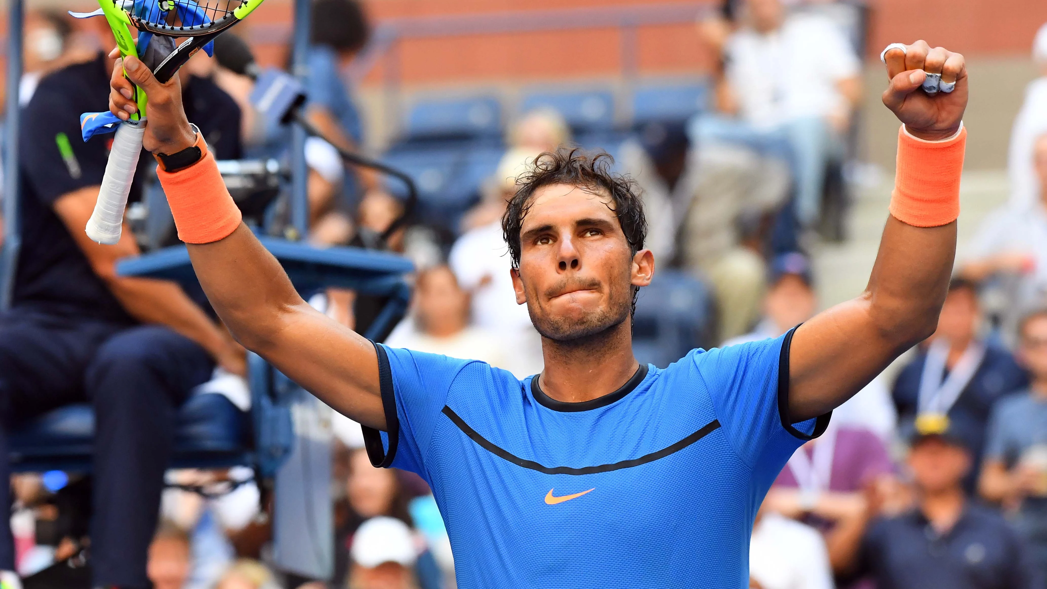 Rafa Nadal celebra su triunfo ante Istomin