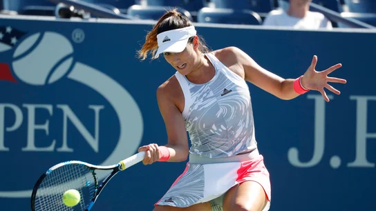 Garbiñe Muguruza, durante su partido en el US Open Garbiñe Muguruza, durante su partido en el US Open