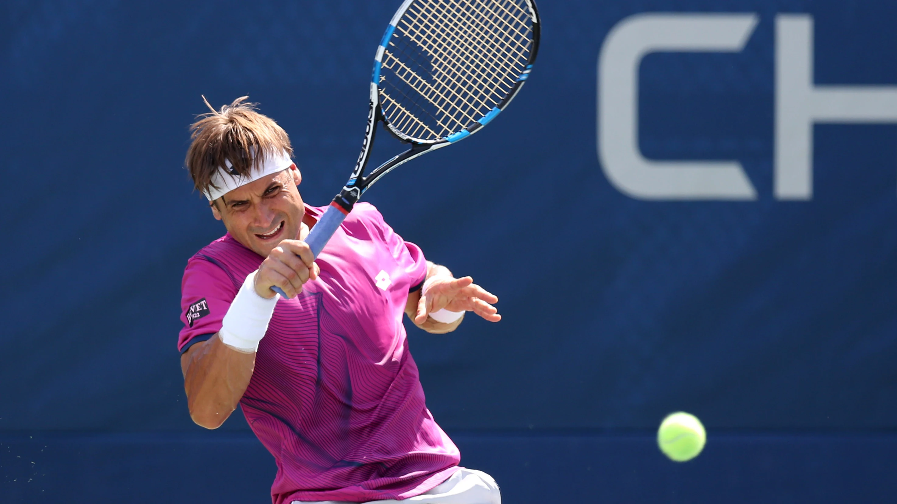 David Ferrer devuelve una bola a Dolgopolov