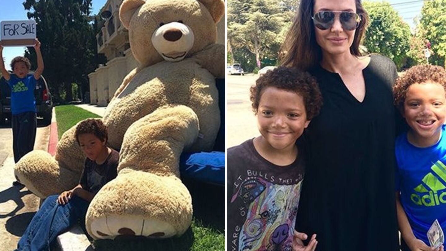 Los gemelos con Angelina Jolie