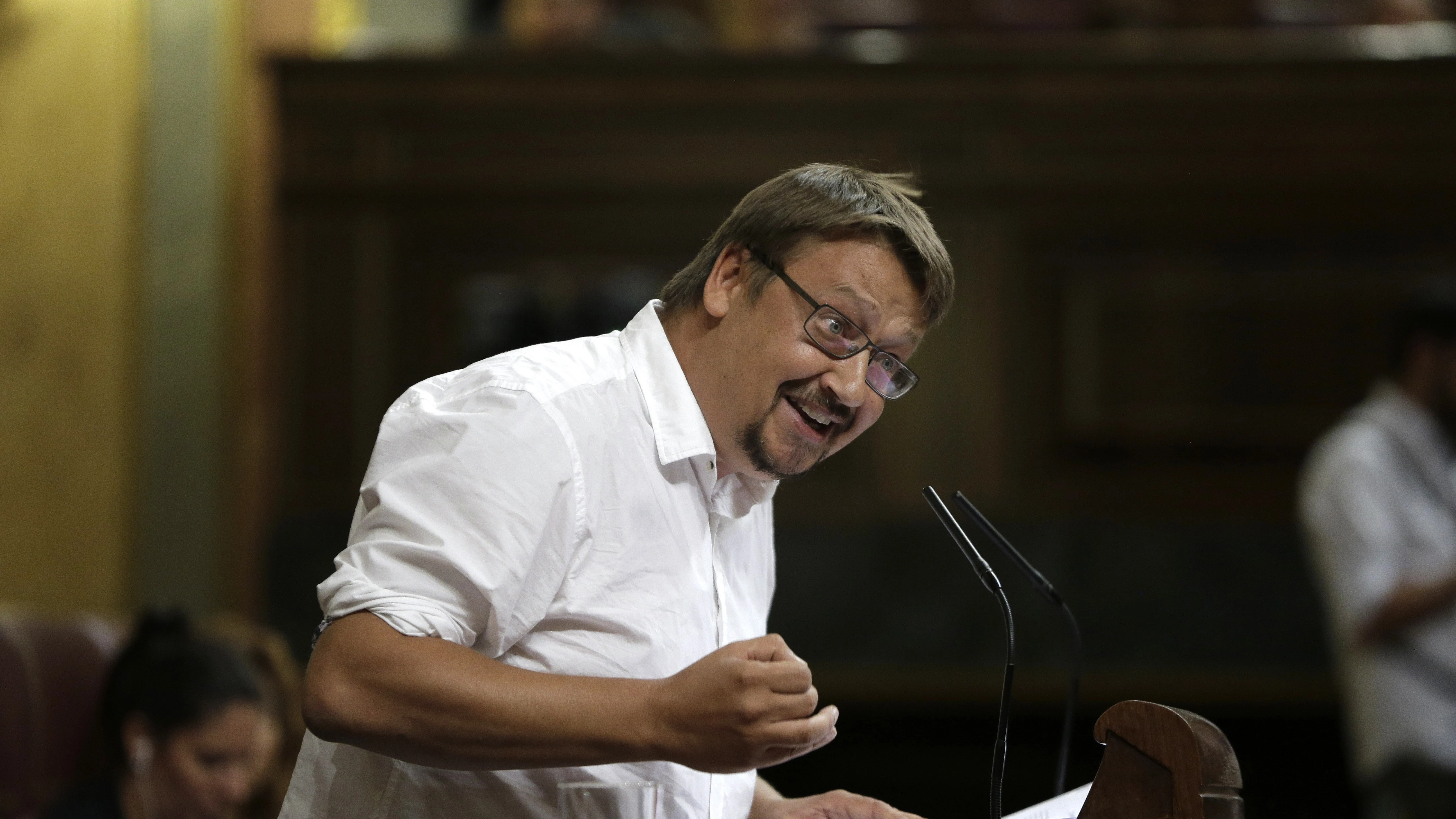 Xavier Domènech durante su intervención en el Debate de Investidura