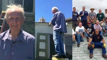 Reparan el tejado de un anciano