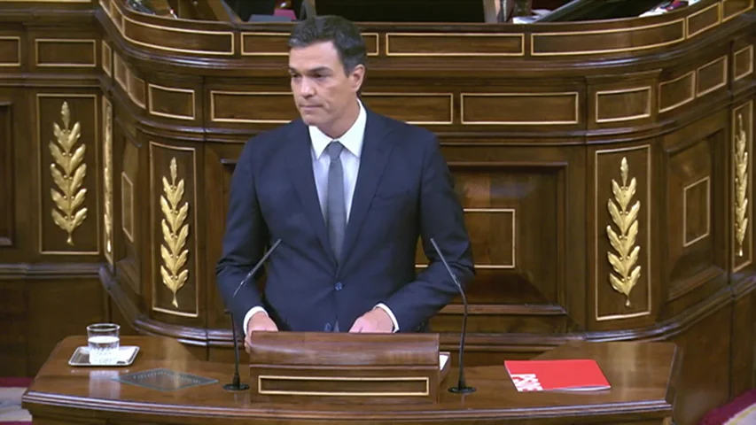 Pedro Sánchez en la sesión de investidura Pedro Sánchez en la sesión de investidura