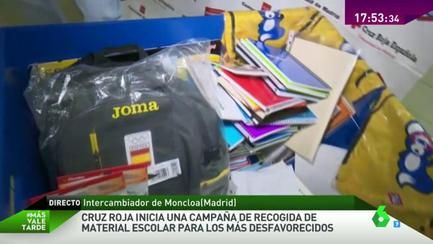 Frame 67.524278 de: Cruz Roja inicia una campa&ntilde;a de recogida de material escolar para los 240.000 ni&ntilde;os de Madrid en riesgo de exclusi&oacute;n social