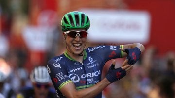 Keukeleire celebra su victoria en la etapa de la Vuelta