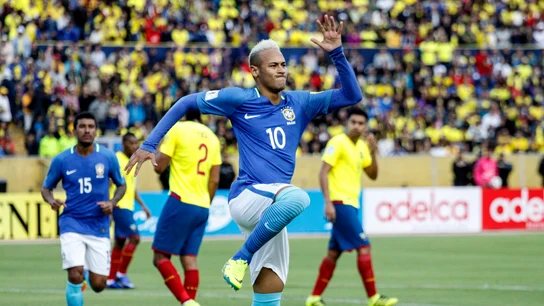 Neymar celebrando el 0-1 ante Ecuador. Neymar celebrando el 0-1 ante Ecuador.