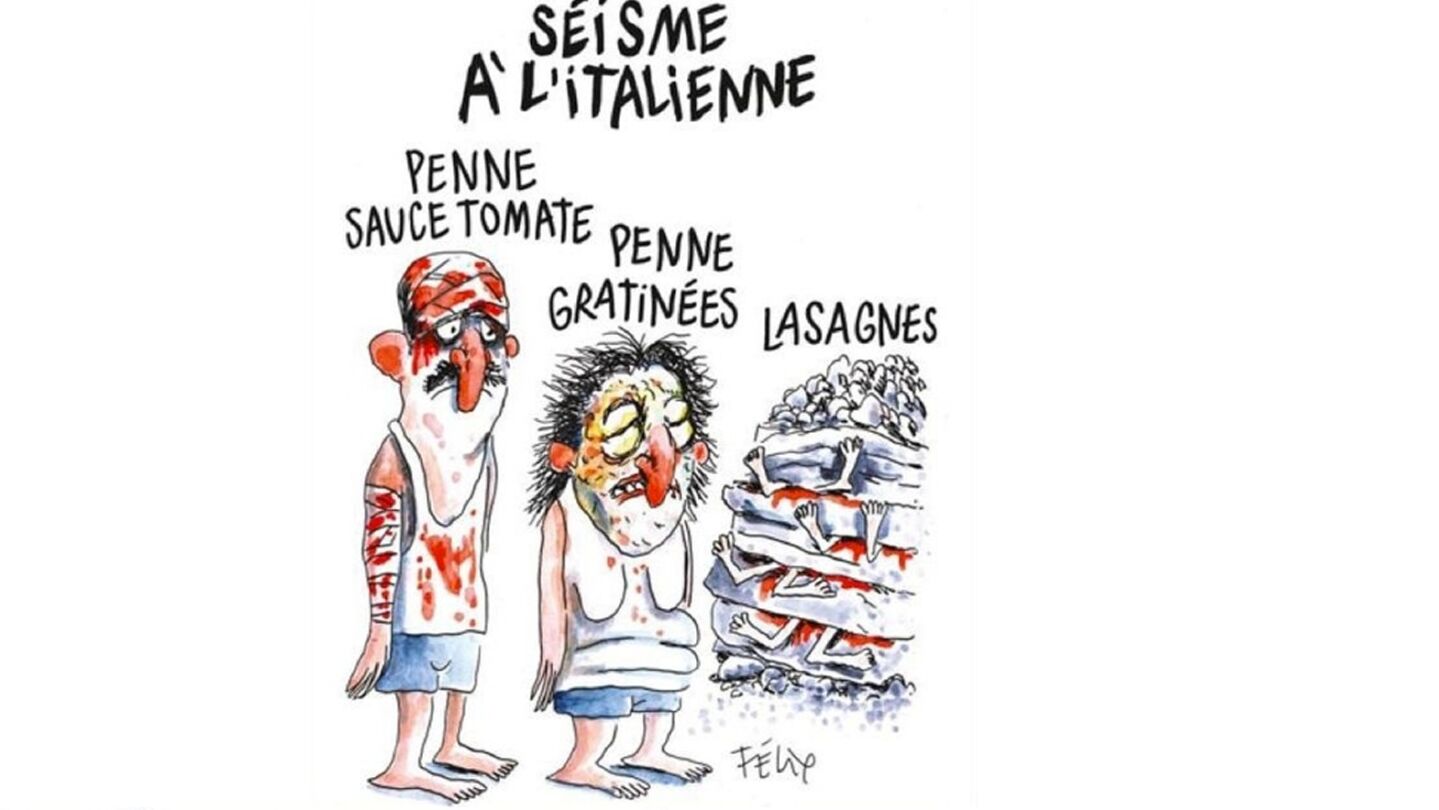 La vi&ntilde;eta de Charlie Hebdo sobre el terremoto de Italia