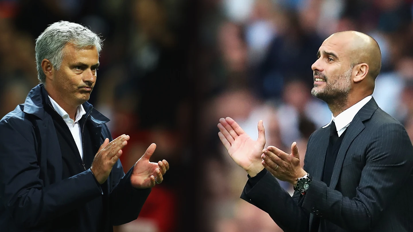 Mourinho y Guardiola, ahora entrenadores de United y City Mourinho y Guardiola, ahora entrenadores de United y City