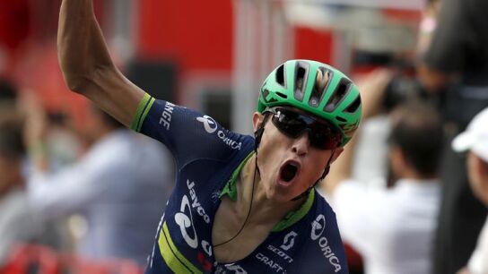 Nielsen celebra su victoria en la etapa de la Vuelta