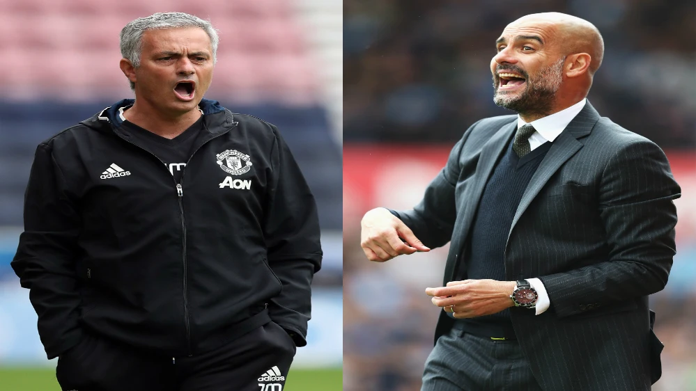 Mourinho-Guardiola, el cara a cara más atractivo en el derbi de Manchester.