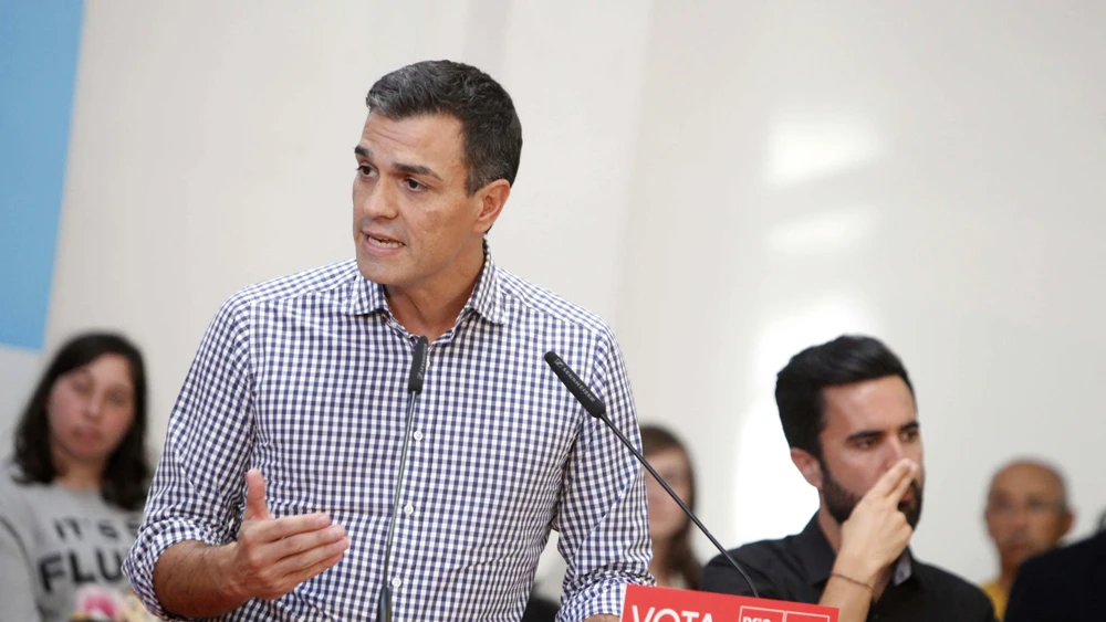 Pedro Sánchez durante un acto en Galicia