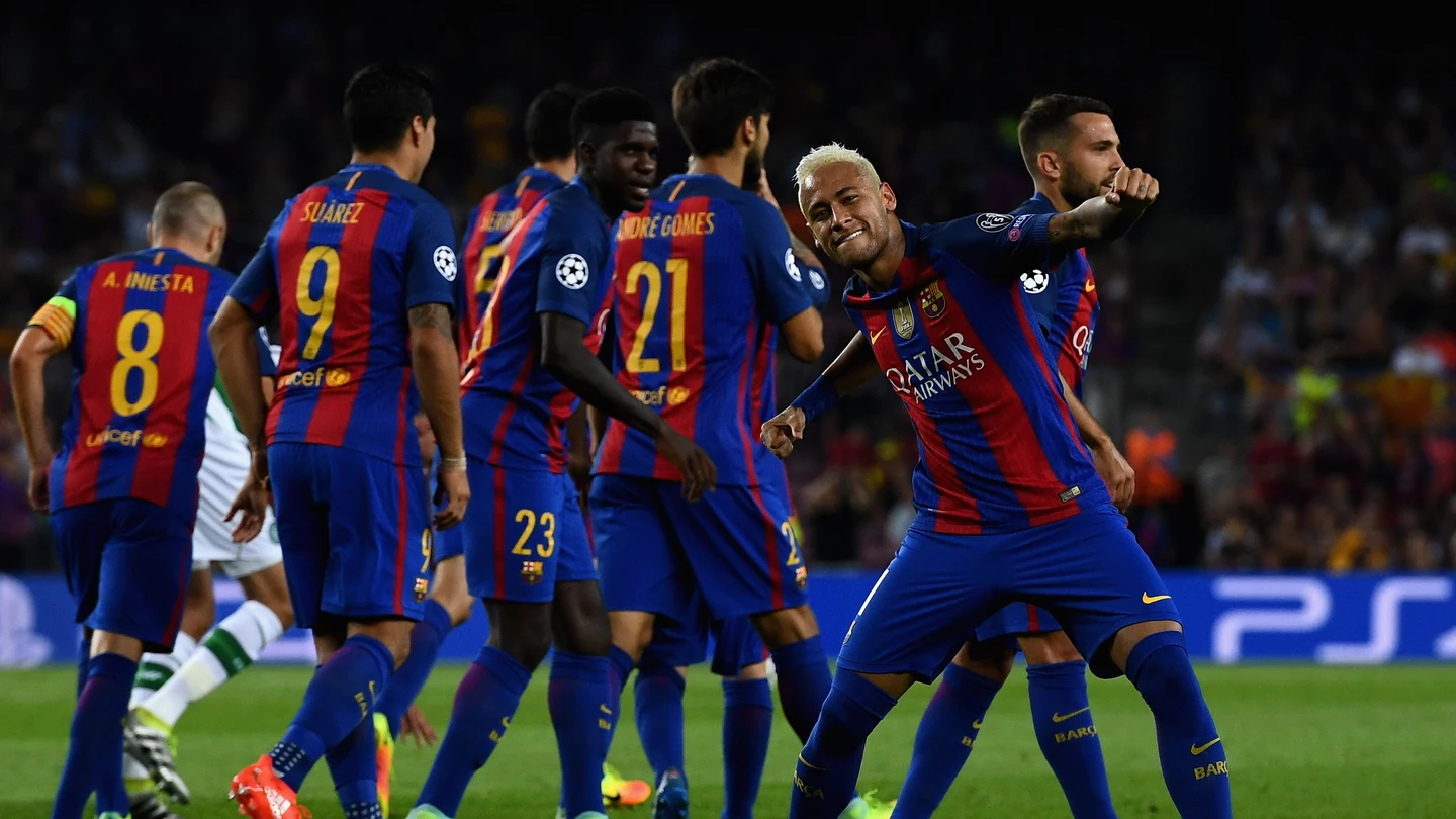 Neymar celebra su gol ante el Celtic Neymar celebra su gol ante el Celtic
