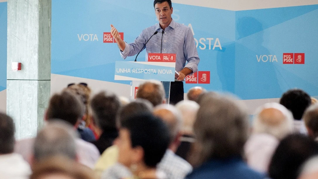 Pedro Sánchez en un acto del PSOE