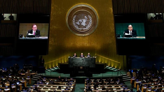 El secretario general de las Naciones Unidas, Ban Ki-moon, durante una cumbre El secretario general de las Naciones Unidas, Ban Ki-moon, durante la Cumbre sobre refugiados de la ONU