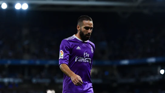 Carvajal abandonando el Espanyol-Real Madrid. Carvajal abandonando el Espanyol-Real Madrid.