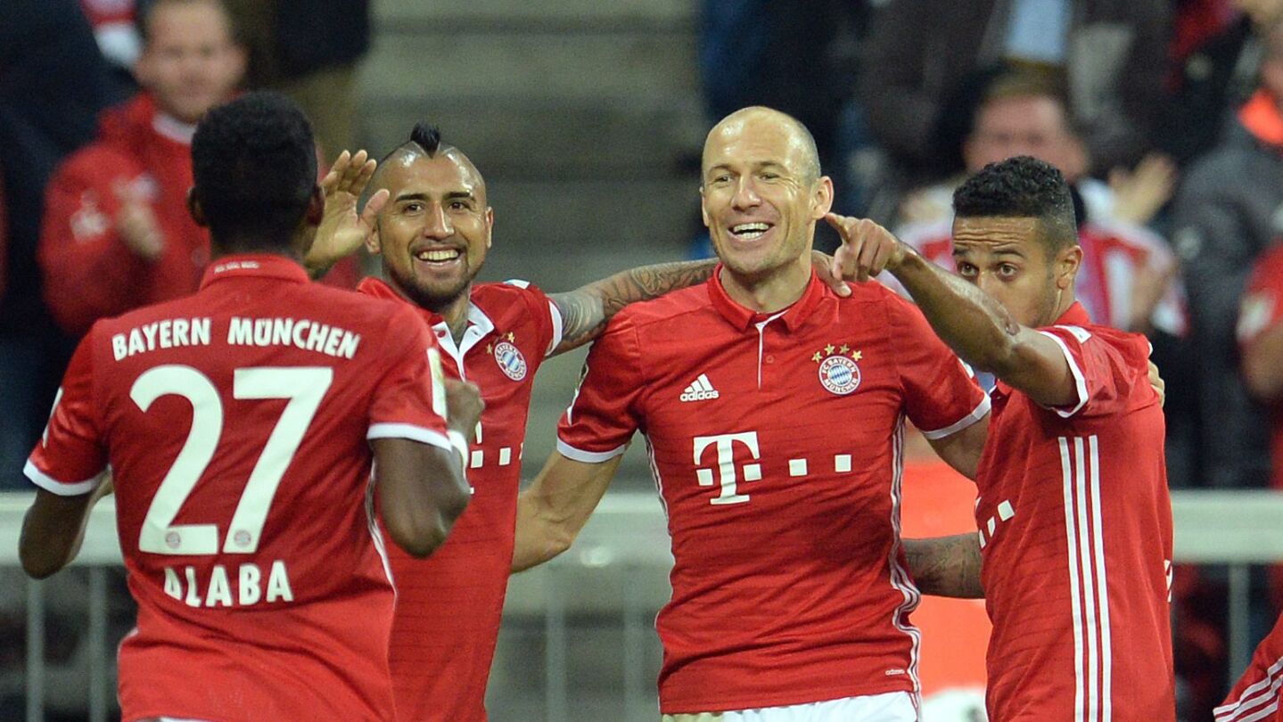 Robben festeja su gol ante el Hertha.