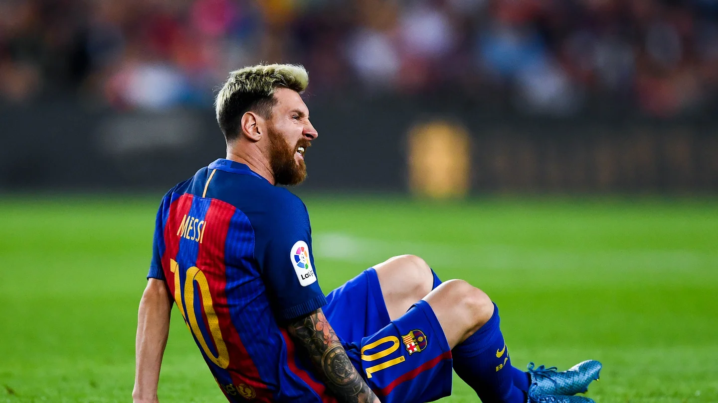 Messi, con dolores en el pubis Messi, con dolores en el pubis