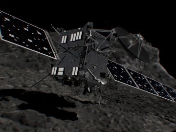 Recreación del impacto de Rosetta contra el cometa