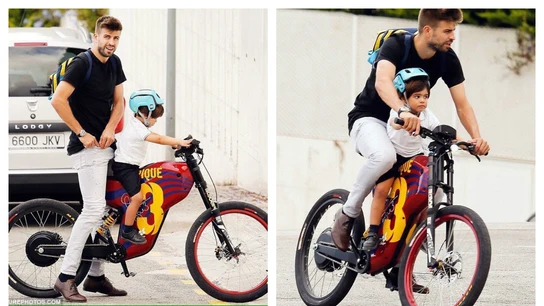 Piqué va a recoger al colegio a su hijo en bicicleta Piqué va a recoger al colegio a su hijo en bicicleta
