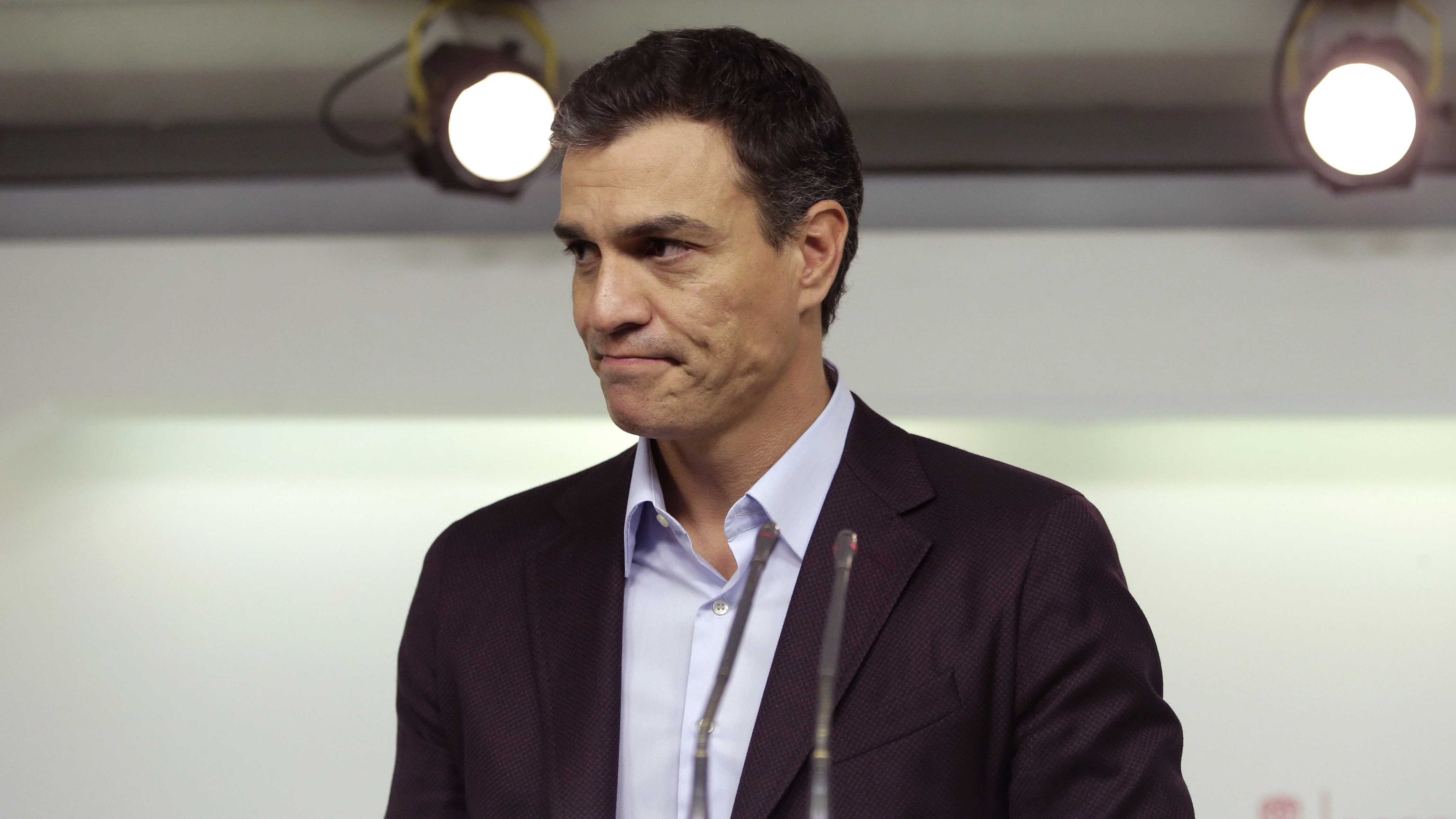 Pedro Sánchez, durante una comparecencia en Ferraz