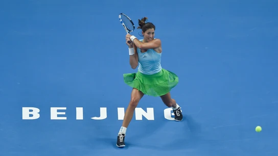 Garbiñe Muguruza, en el partido contra Begu en el Open de China Garbiñe Muguruza, en el partido contra Begu en el Open de China