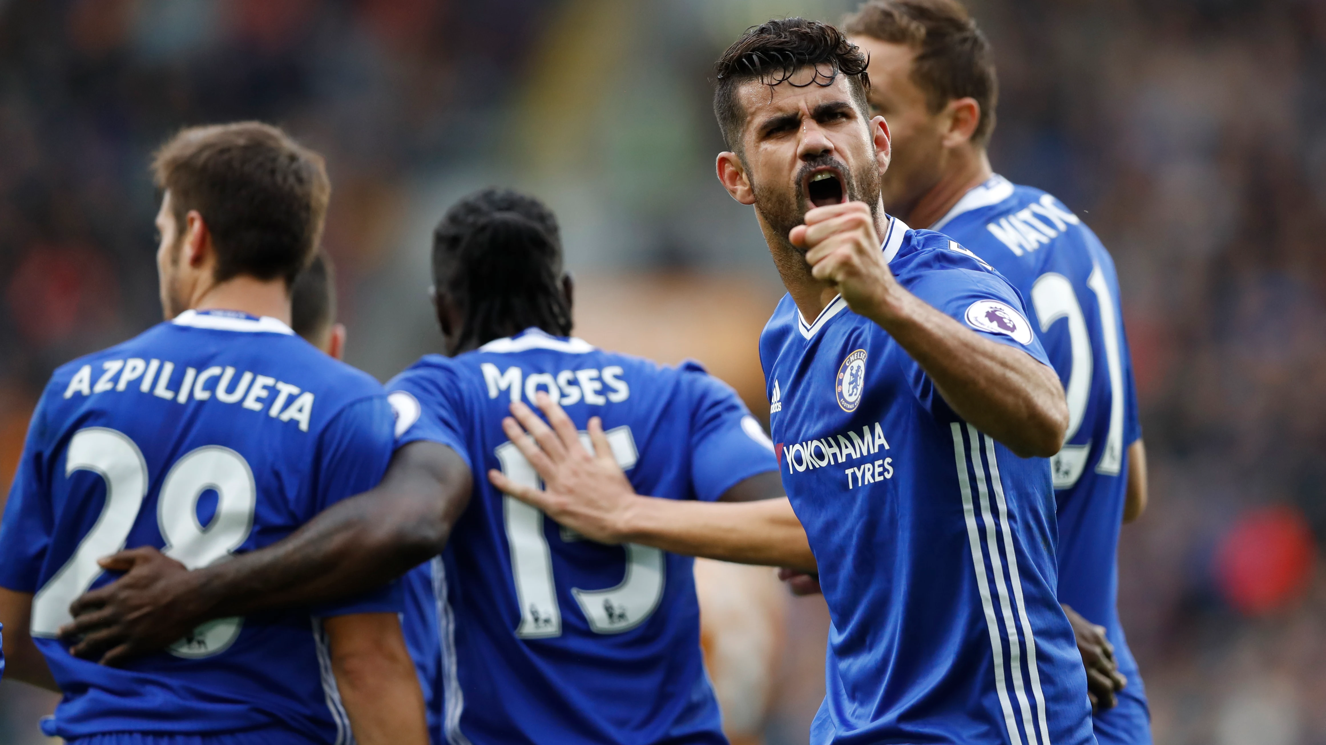 Diego Costa, celebrando su gol ante el Hull City