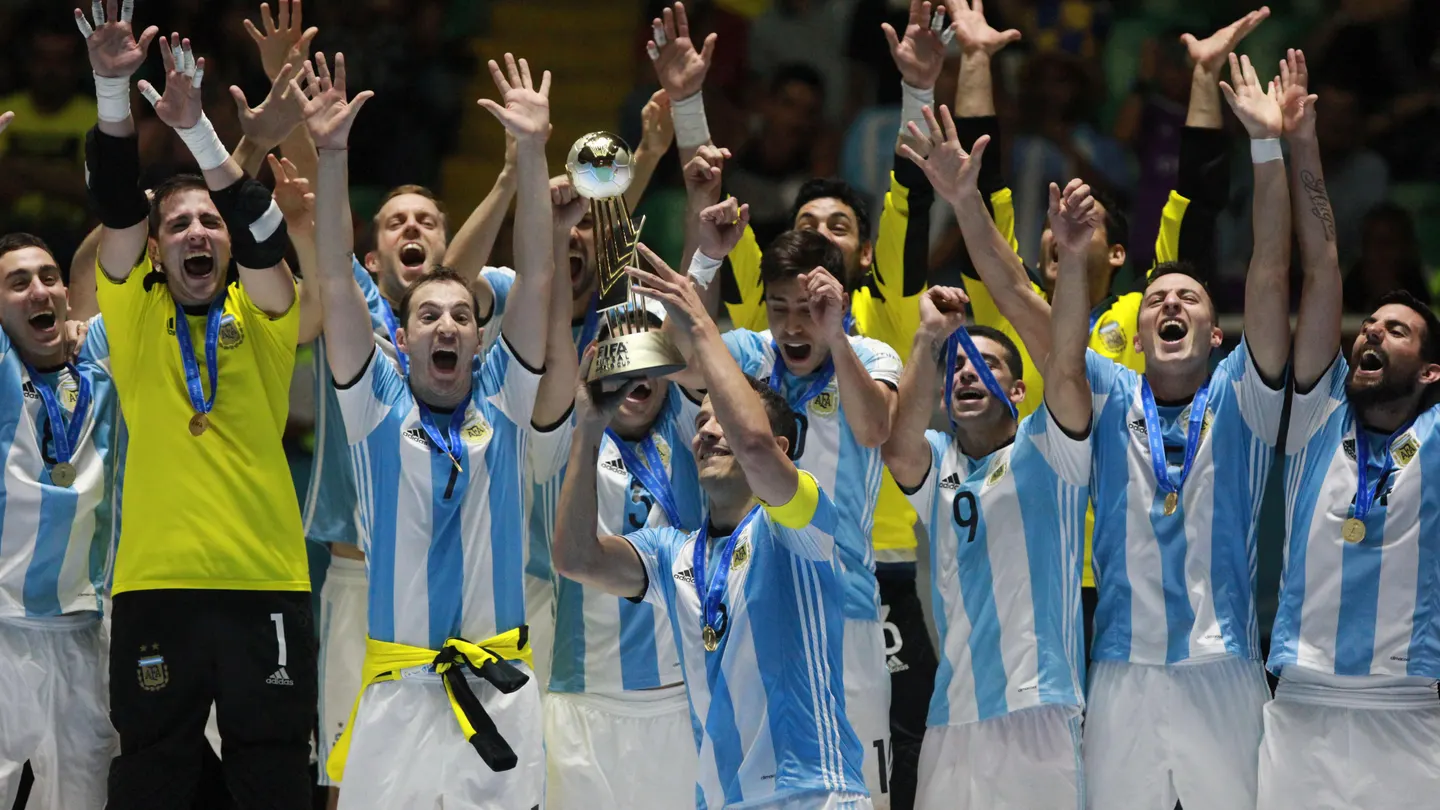 Argentina celebra la victoria en el Mundial de Fútbol Sala Argentina celebra la victoria en el Mundial de Fútbol Sala