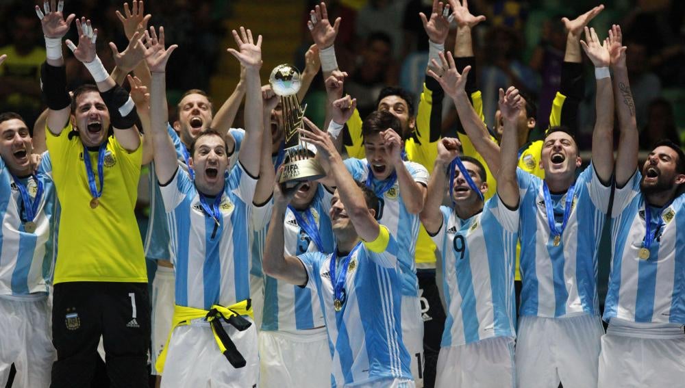 Argentina celebra la victoria en el Mundial de Fútbol Sala