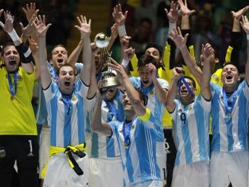 Argentina celebra la victoria en el Mundial de Fútbol Sala Argentina celebra la victoria en el Mundial de Fútbol Sala