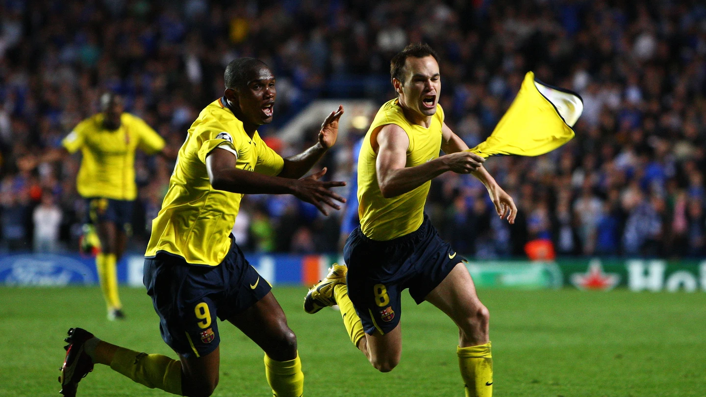Iniesta celebra su histórico gol en Stamford Bridge Iniesta celebra su histórico gol en Stamford Bridge