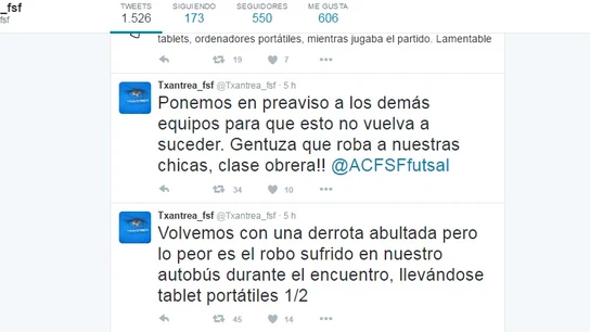 Tuit del Txantrea denunciado el robo sufrido en Madrid Tuit del Txantrea denunciado el robo sufrido en Madrid