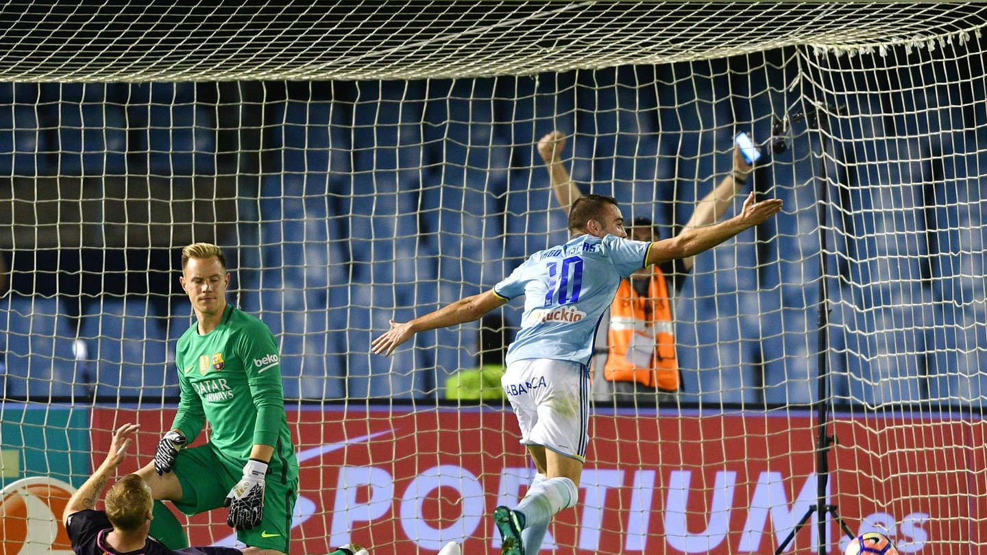 Aspas celebra un gol ante Ter Stegen Aspas celebra un gol ante Ter Stegen