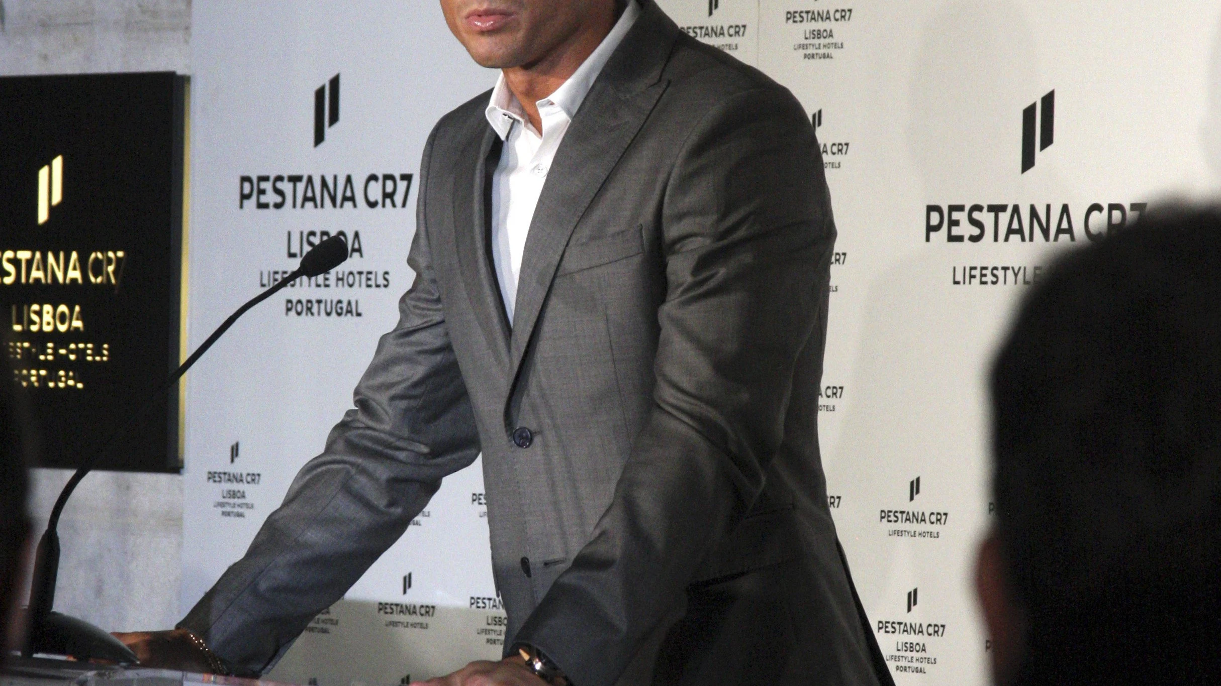 Cristiano Ronaldo, en la presentaci&oacute;n de su hotel en Lisboa