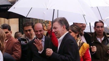 El presidente de Colombia Juan Manuel Santos antes de la votación