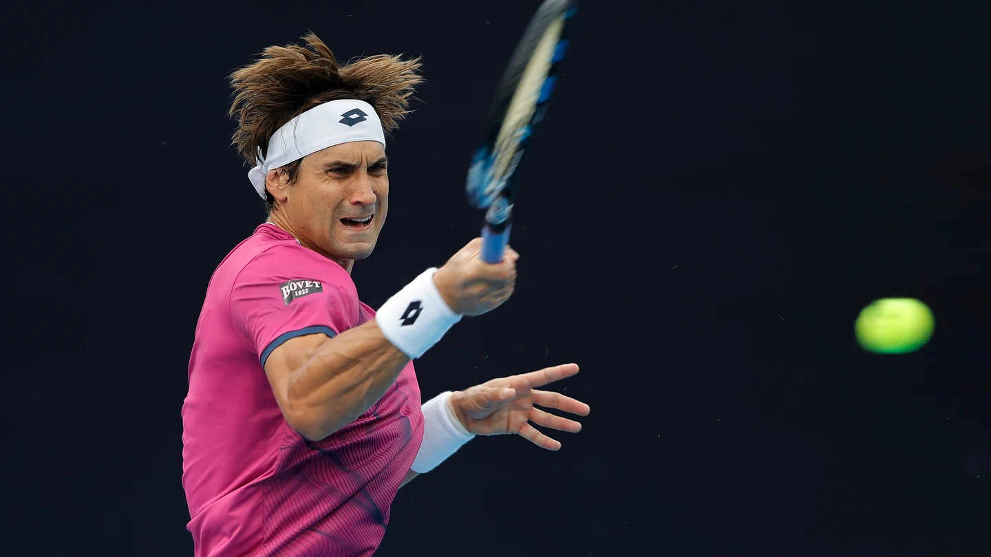 David Ferrer golpea la bola durante su partido David Ferrer golpea la bola durante su partido