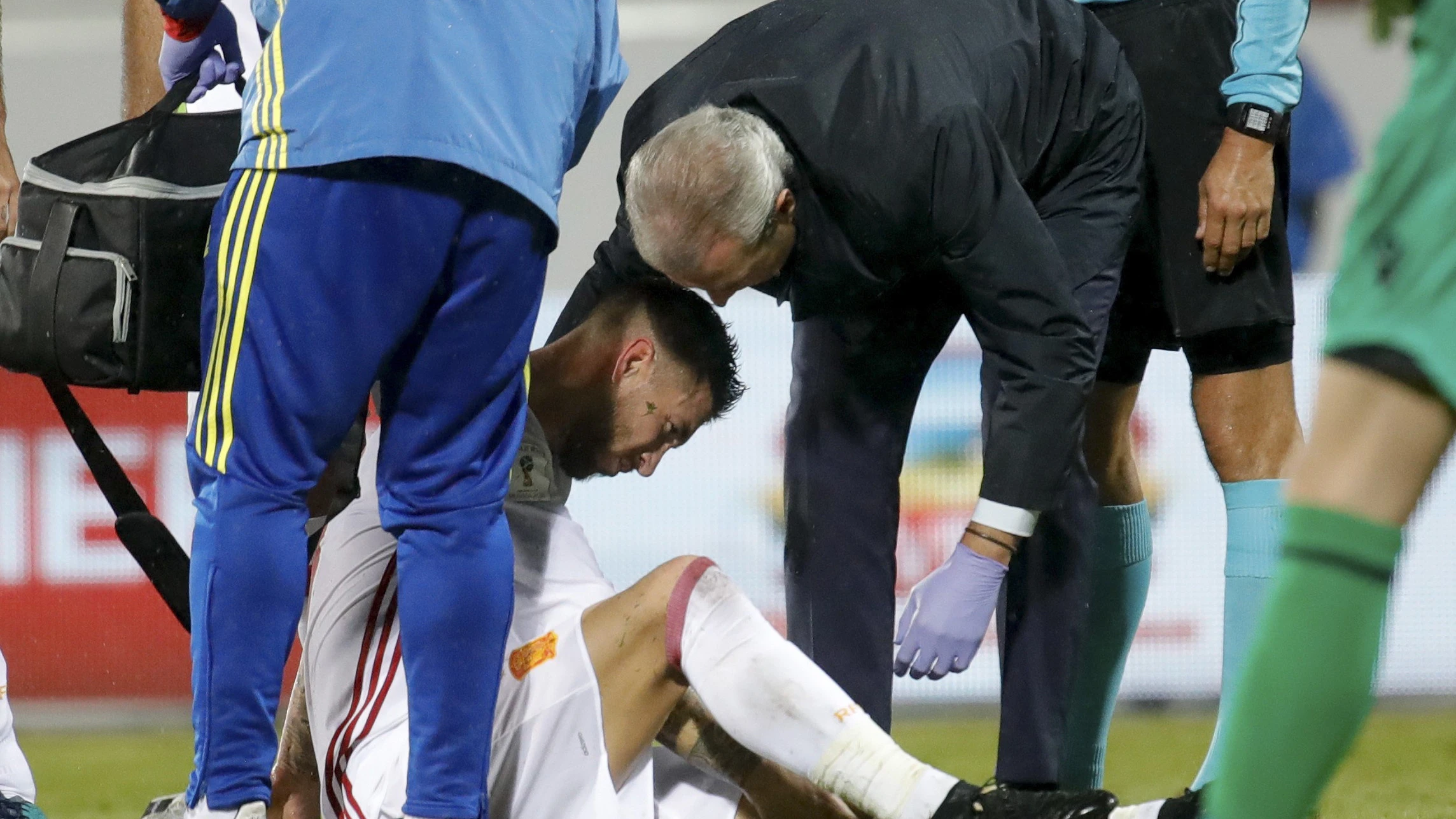 Sergio Ramos se retiró lesionado del Albania - España